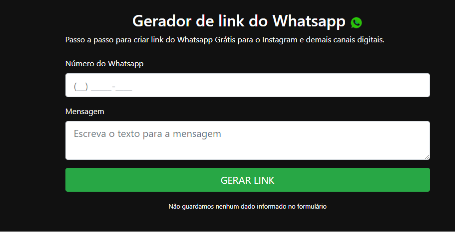 Gerador de link do Whatsapp